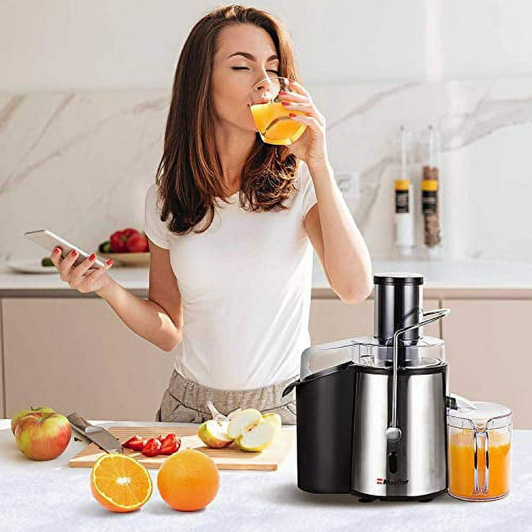 Mueller Austria Juicer Ultra 1100W Power, Easy Clean Extractor Press  Centrifugal Juicing Machine, Wide 3 Feed Chute for Whole Fruit Vegetable,  Anti-drip, High Quality, Large, Silver 