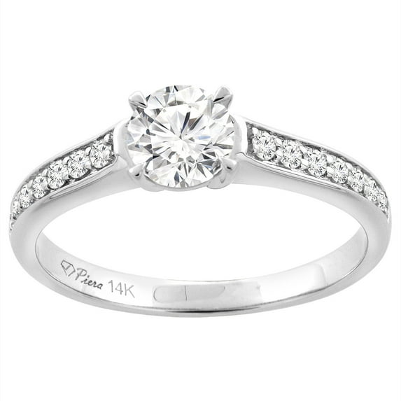 14K White Gold Natural Diamond Engagement Ring Round 0.92 cttw, size 5