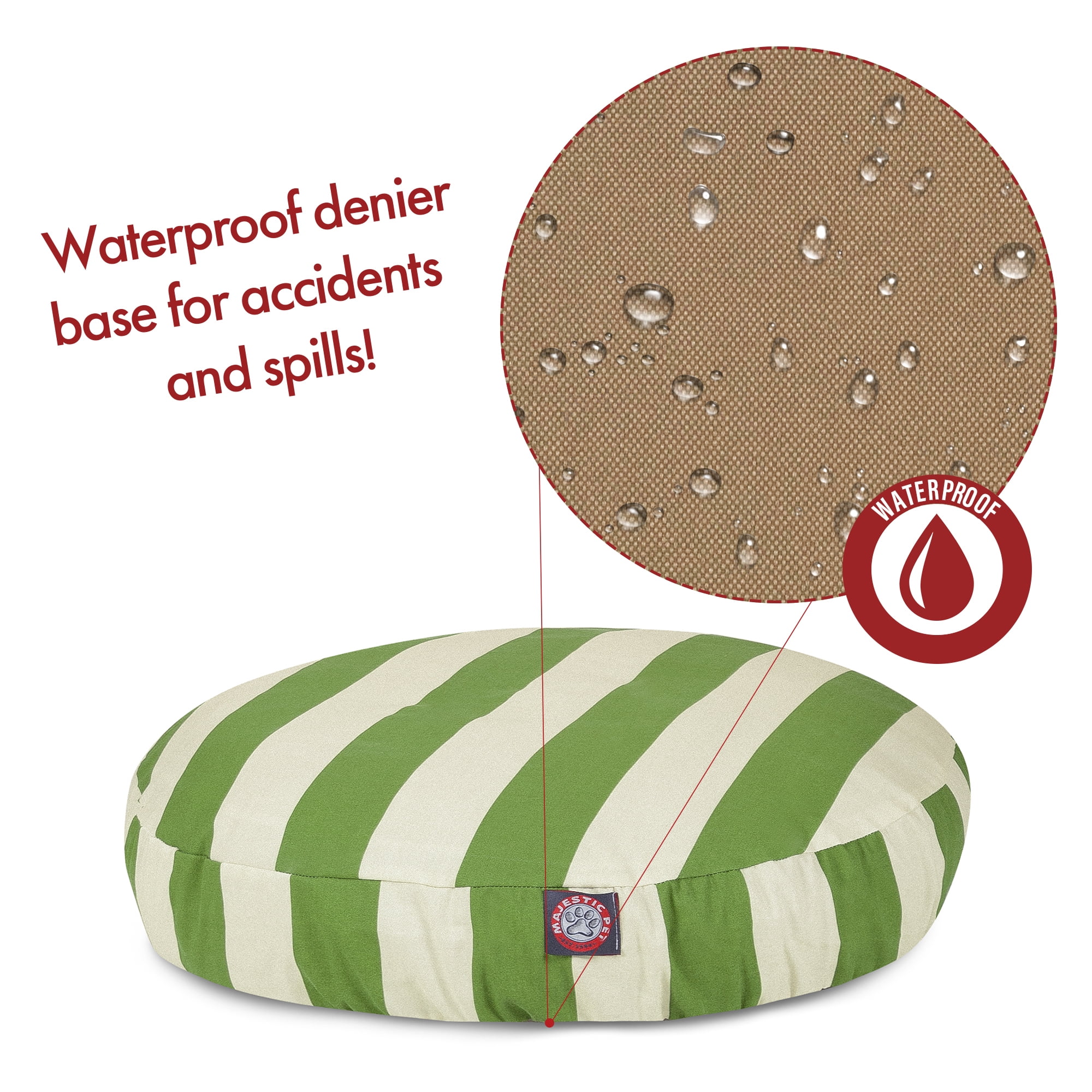 Majestic Pet | Vertical Stripe Round Pet Bed For Dogs, Removable Cover, Sage, Medium