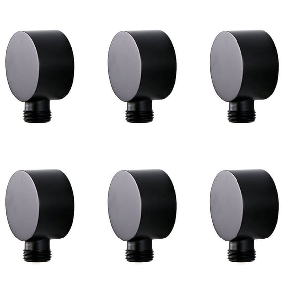 6X Wall Supply Elbow,Brass Round Wall Mount Shower Hose Connector Accessories G1/2Inch Water Outlet for Shower-Black