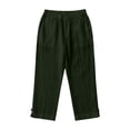 thumbnail image 5 of Dwellite Cotton Linen Capri Pants for Women Casual Summer Capris High Waist Pockets Cropped Trousers Button Straight Capris Army Green M, 5 of 7