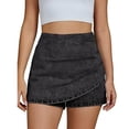 thumbnail image 2 of Jsaierl Women's Wrap-Front Denim Skort, High Waist Casual Jean Skirt-Shorts, Faux Wrap Style Skort for Everyday Wear, 2 of 5