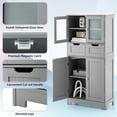 thumbnail image 6 of Topbuy Tall Bathroom Storage Cabinet Freestanding Floor Cabinet w/2 Double Door Cabinet& 2 Drawers 3-position Adjustable Shelves, 6 of 8