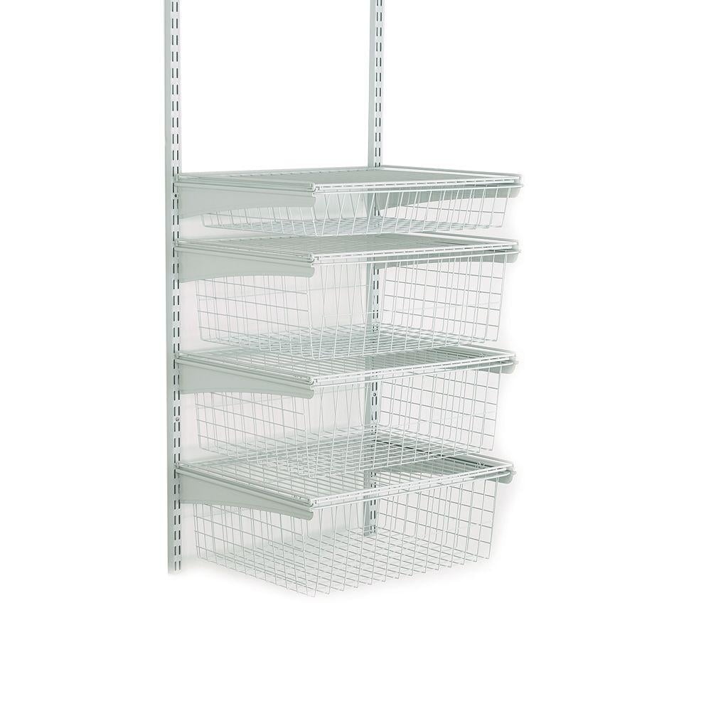 ClosetMaid Shelf Rack with 4-Drawer Kit Steel Closet System in White Finish 