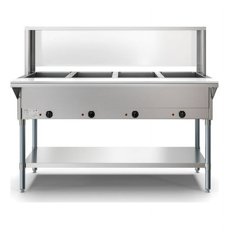 Open Well Steam Table 4 Pan With Sneeze Guard
