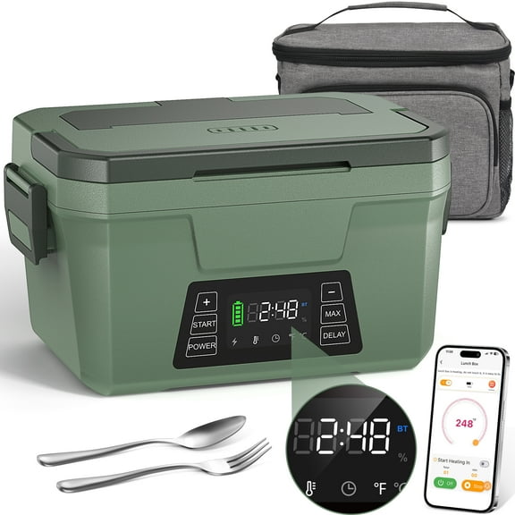 Vingud Cordless Electric Lunch Box for Adults, 9000mAh Rechargeable Heated Lunch Box with Scheduled Heating, Portable Food Warmer For Office&Outdoor, Christmas White Elephant Gifts