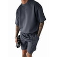 thumbnail image 4 of Men'S Two Piece Outfits Sets: Crew Neck Summer T-Shirt and Shorts Set with Pockets Dark Gray XXL, 4 of 7