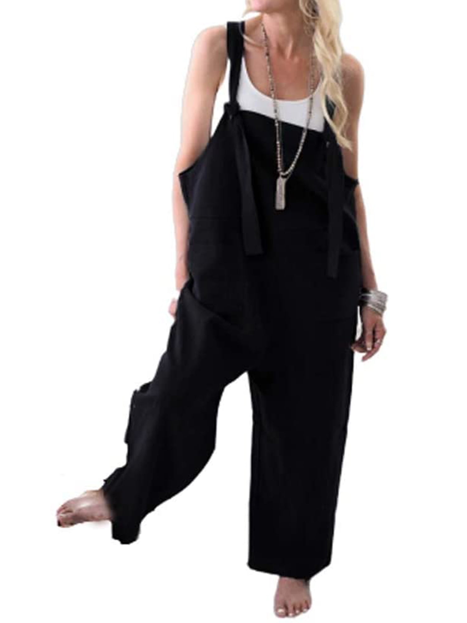 cotton black dungarees