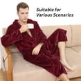 thumbnail image 5 of Enwphrey Men's Robe - Long Fleece Bathrobe with Belt, Soft Plush Fluffy, Warm & Cozy Robes for Men (Wine Red,S-M), 5 of 6