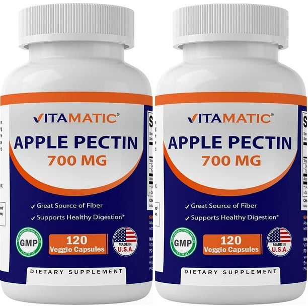 2 Pack Vitamatic Apple Pectin 700 mg 120 Vegetarian Capsules Dietary
