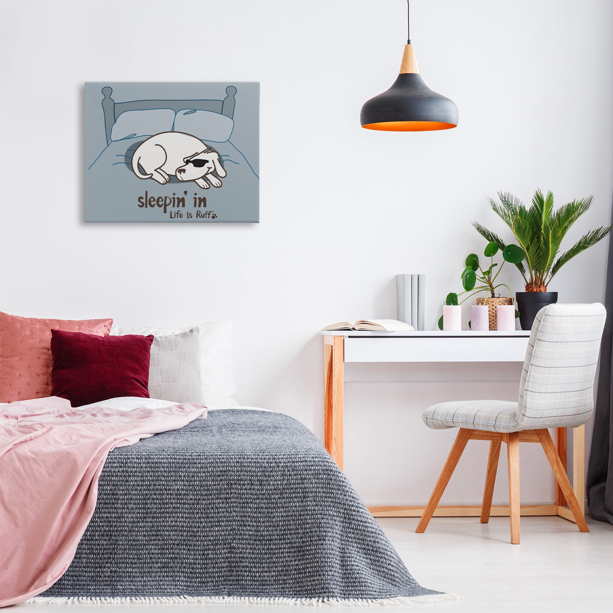 Stupell Industries Sleeping In Dog Animals Painting Wrapped Canvas Art Print Wall Art, 30 x 24