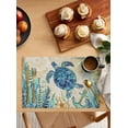 thumbnail image 2 of Ocean Theme Placemats Set of 4 Washable Blue Turtle Design Heat Resistant Non-Slip Placemat Cute Animal Pattern Place Mats Kitchen Dining Table Decor for Durable Linen Table Mats, (13"x 19"), 2 of 6