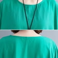 thumbnail image 3 of Vestido de lino de algodón vintage para mujer Vestido suelto de bolsillo de manga corta con cuello e Abanopi Verde, 3 of 7