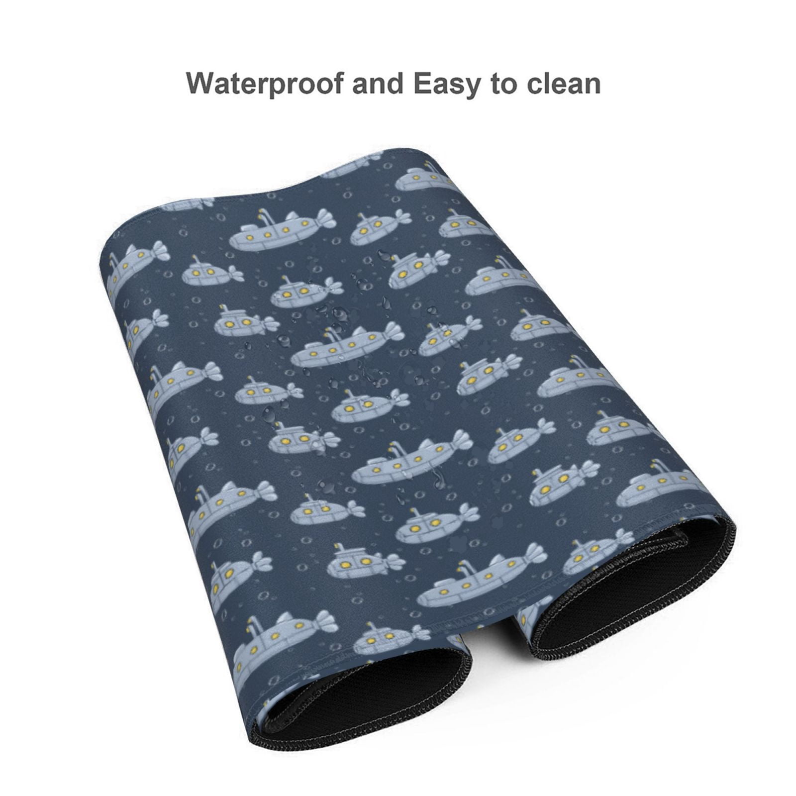 Hirioo Submarine With Periscope for Mouse Pad ,Anti-Slip Base, Durable Stitched Edges, Perfect for Gaming, Office, and Home Use,16x35.5in