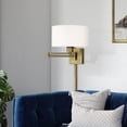 thumbnail image 2 of Livex Lighting 1-Light Swing Arm Modern Metal Wall Lamp in Antique Brass/Oatmeal, 2 of 10