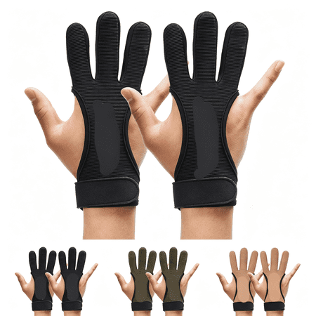 BESTSKY Archery Gloves 2Pcs Shooting Hunting Leather Guard 3-Finger Guard for Youth Adult Man Woman and Beginner Recurve Arrow Bow Archery Protective Gear Accessories