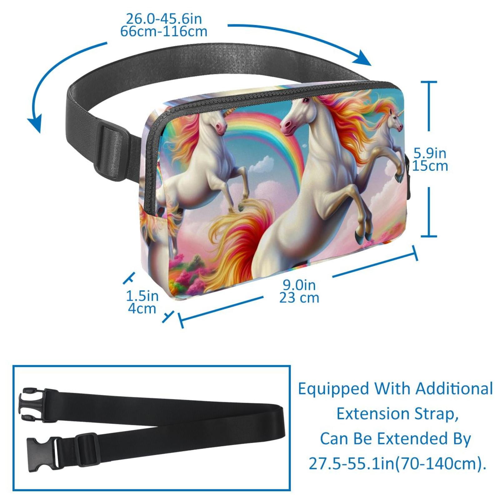 Rainbow Unicorns Lightweight Adjustable Waist Pack with Extension Strap for Unisex, Fanny Packs, Fanny Bag