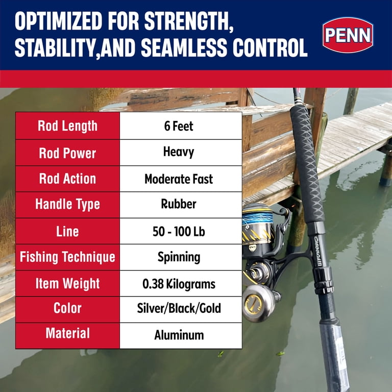 fishing rods 6.5 ft penn Squadron Spinning Rod | 6.6 | 7 Ft | 8 Ft Gear Ratio Penn Captiva XT 5.6ft- 6ft