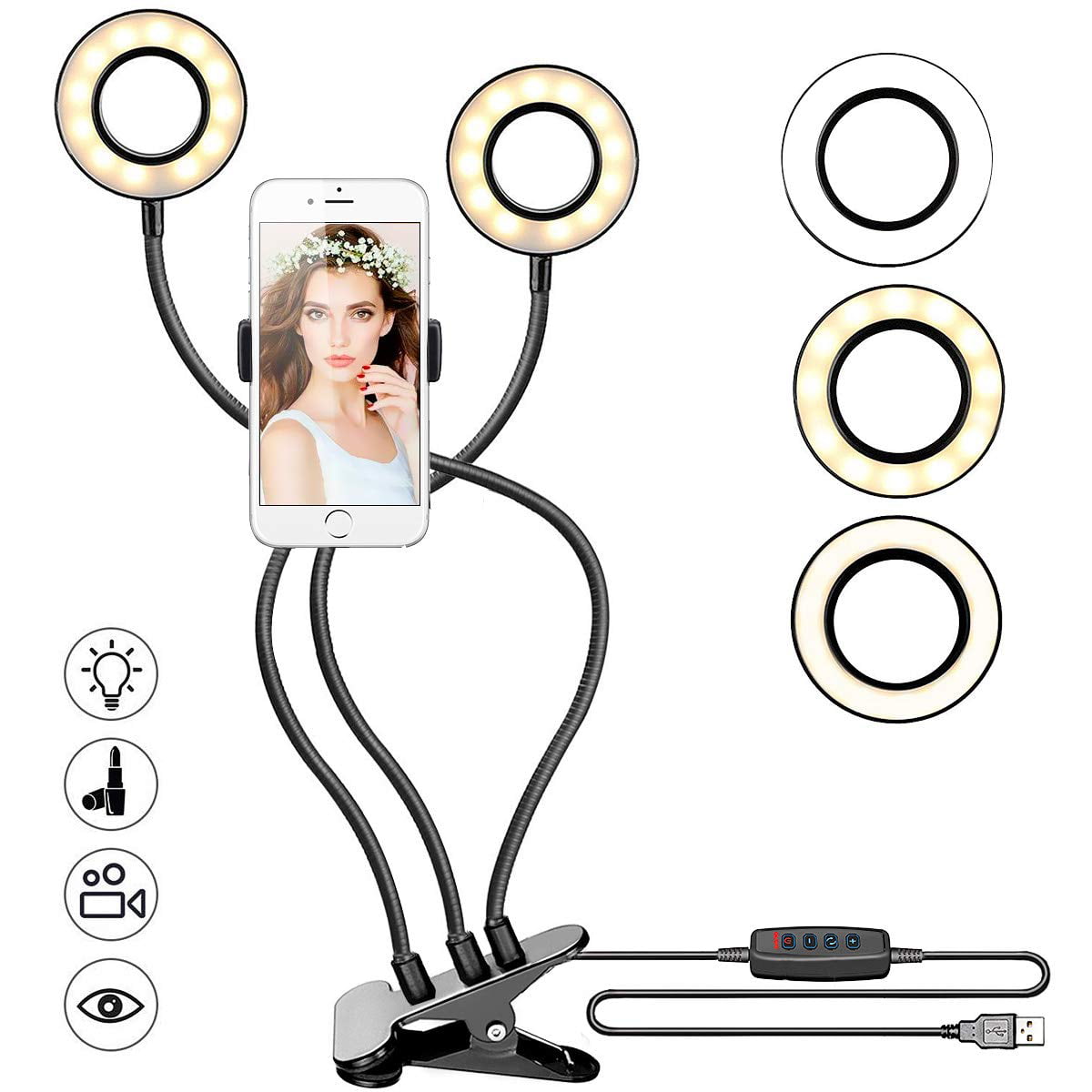 Beauty LED Ringleuchte 8" Dimmbar Selfie Light Kit Makeup Fotografie Desktop DE 