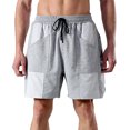 thumbnail image 1 of Aayomet Men Shorts Mid Waist Shorts Pant Solid Splice Pocket Drawstring Knee Length Shorts (Gray, M), 1 of 4