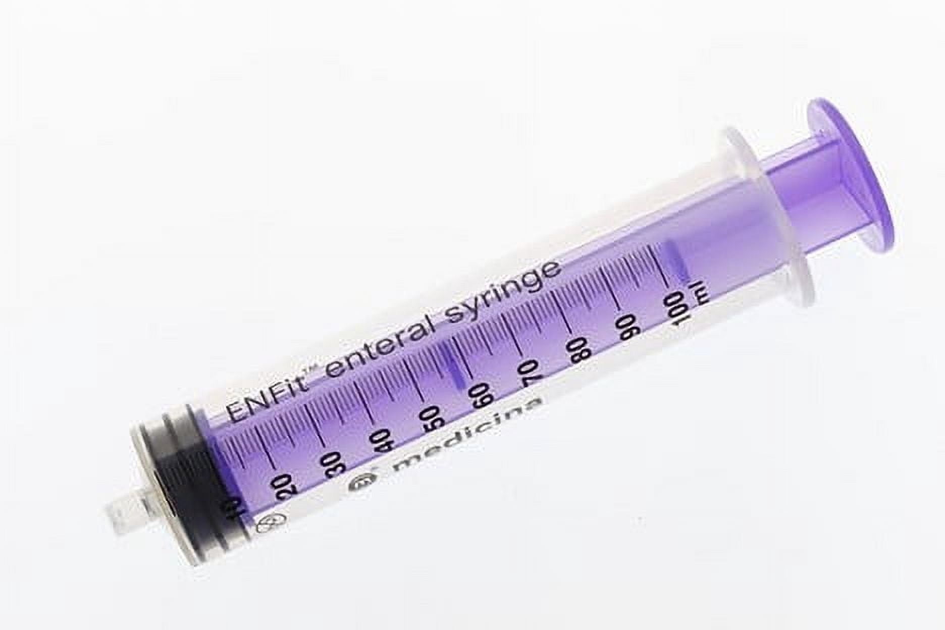 ENFit® Disposable Enteral Sterile Syringe - 100ml (10-Pack, Individually Packaged, Purple Plunger, Latex/DEHP Free, Single Use)