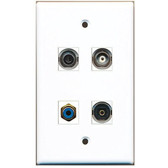 RiteAV - 1 Port RCA Blue 1 Port Toslink 1 Port 3.5mm 1 Port BNC Wall Plate