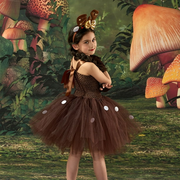 HAWEE Elk Costume for Girls Christmas Jungle Themed Party Animal Costume Fancy Dress Elk Dress Walmart Business Supplies