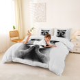 thumbnail image 2 of Castle Fairy Praying Raccoon Duvet Cover Queen for Boys,Minimalist Plain Queen Bedding,Black White Gray,Reversible,3-Piece,No Comforter,1 Duvet Cover and 2 Pillowcases, 2 of 6