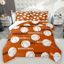 Feelyou Orange Volleyball Print Bedding Comforter Set for Kid, Cartoon Football Lover Twin Comforter Sets, Eat Sleep Sport Reversible Bedding Set, Breathable Home Decor, 2pcs