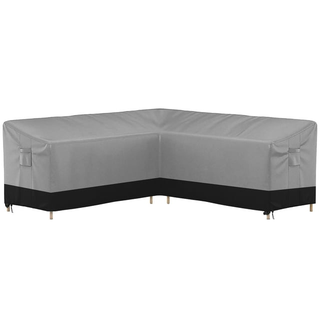 Housse de Sofa en V pour Patio NEH, Protection pour Canapé de Véranda et Meubles d'Extérieur, Matériau Respirant, Tissu Résistant aux Intempéries, Gris, 100"L (Chaque Côté) x 33.5"D x 31"H