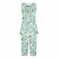 thumbnail image 4 of Cmfcve Summer Capri Pajama Sets for Women 2 Piece Soft Cute Pjs Outfit Round Neck Sleeveless Lounge Set, 4 of 5