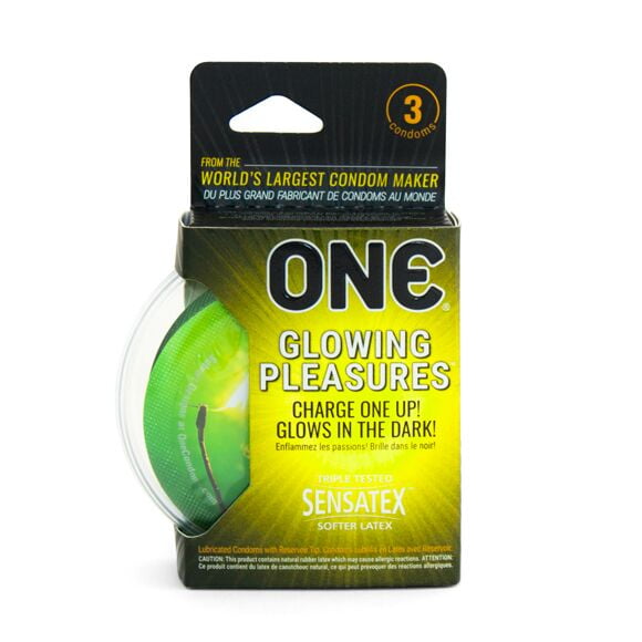 ONE Glowing Pleasures Condoms Glow in the Dark Condoms, 3ct Walmart