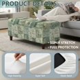 thumbnail image 5 of FOR U DESIGNS Green Vintage Plaid Flower Print Ottoman Cover for Flip-Top Storage Stool, Stretch Washable Footstool Bench Slipcover with Elastic Bottom, Dustproof Soft Furniture Protector for Bedroom, 5 of 7