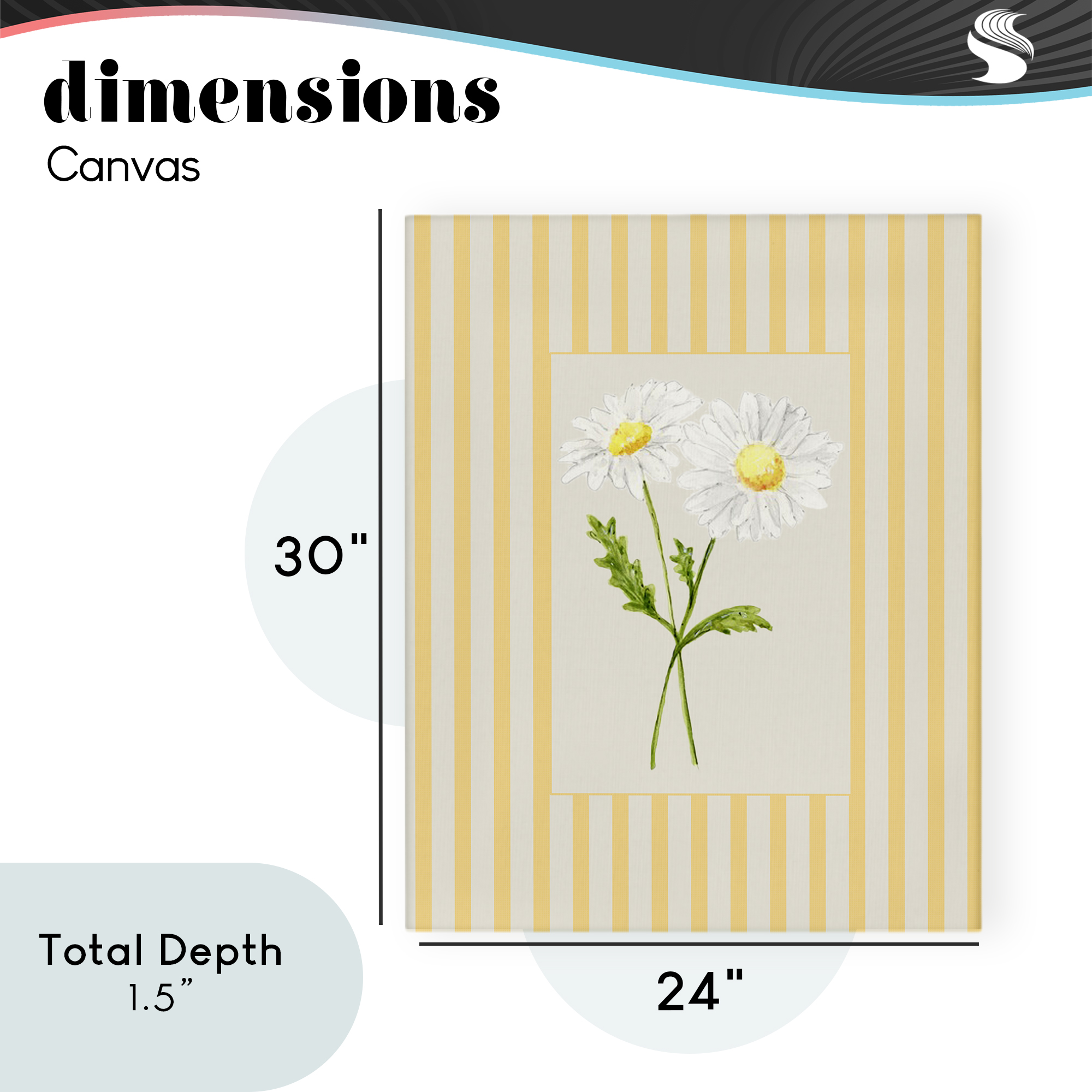 Yellow Stripe Daisy Canvas Wall Art, design by Lisa Wehmeyer