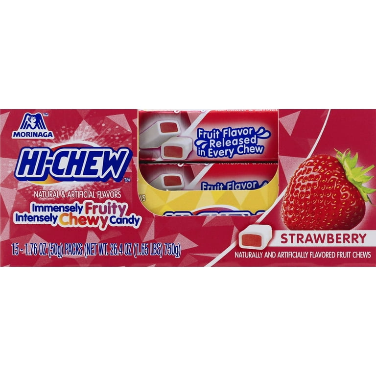 HI-CHEW Strawberry - Box of 15 Sticks, 1.76oz ea | Unique Fun Soft