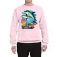 thumbnail image 2 of Wild Bobby, Pair of Dolphins Swimming in Ocean Animal Lover Unisex Crewneck Graphic Sweatshirt, Light Pink, Large, 2 of 3