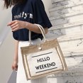 thumbnail image 3 of YYYTop Women's Linen Handbag Large Capacity Casual Shoulder Bag Daily Bag Shopping Bag White, 3 of 3