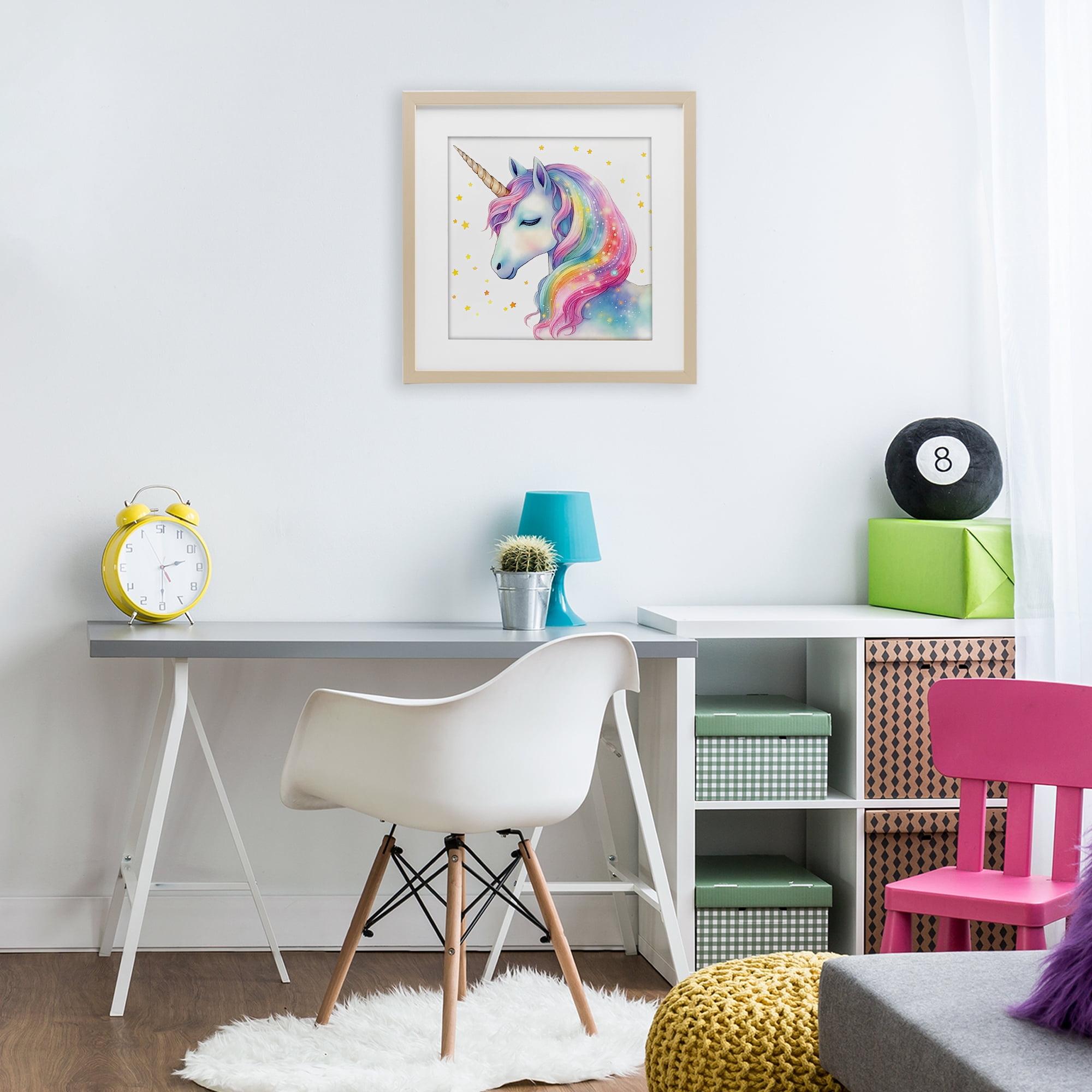 Stupell Industries Enchanted Rainbow Mane Unicorn Birch Framed Print Under Glass, design by Creative Studio