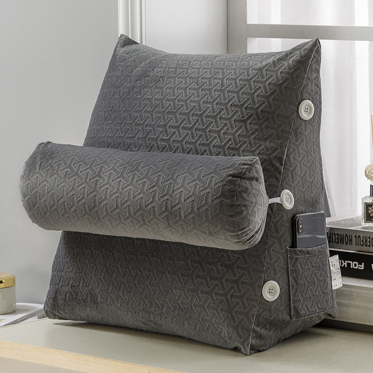 Triangular Wedge Back Pillow Rest Sleep Neck Home Sofa Bed Lumbar Office Cushion 