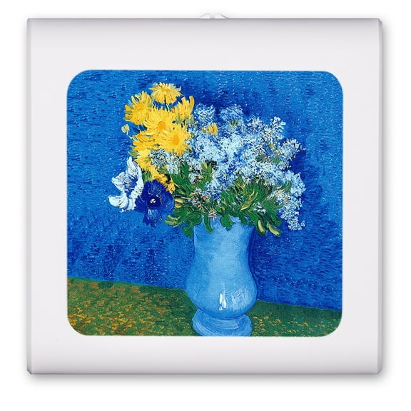 Plug in Dimmable LED Night Light with Dusk to Dawn Auto Sensor, Adjustable Brightness, Warm Light, Auto On/Off Nightlight for Bathroom, Hallway, Nursery, Bedrooms - Van Gogh: Lilacs, Daisies