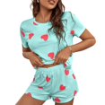 thumbnail image 2 of beishanbush Clothing 2025 Women Pajama Sets Under $10 Women's Cute Heart Print Tee and Shorts Pajama Set, 2 of 8