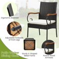 thumbnail image 3 of GVN Set of 2/4 Outdoor PE Wicker Chair with Acacia Wood Armrests-Set of 4, Outdoor Furniture Chairs for Backyard, Porch, Garden, Poolside, 3 of 5