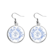 thumbnail image 1 of Blue Flowers s Pattern Rose Ear Dangle Silver Drop Earring Jewelry Woman, 1 of 3