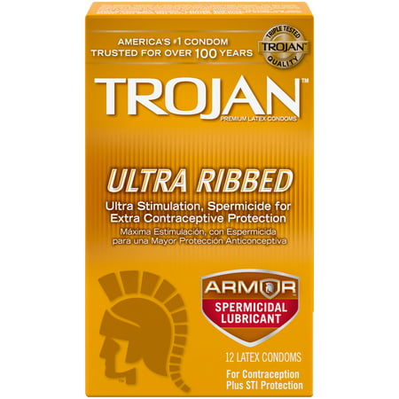 Trojan Stimulations Ultra Ribbed Spermicidal Condoms, (Best Condoms For Women)