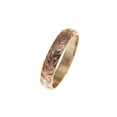 thumbnail image 6 of 14k yellow rose gold 2 tone custom hand engraved Hawaiian scroll maile 4mm ring size 3.5, 6 of 7