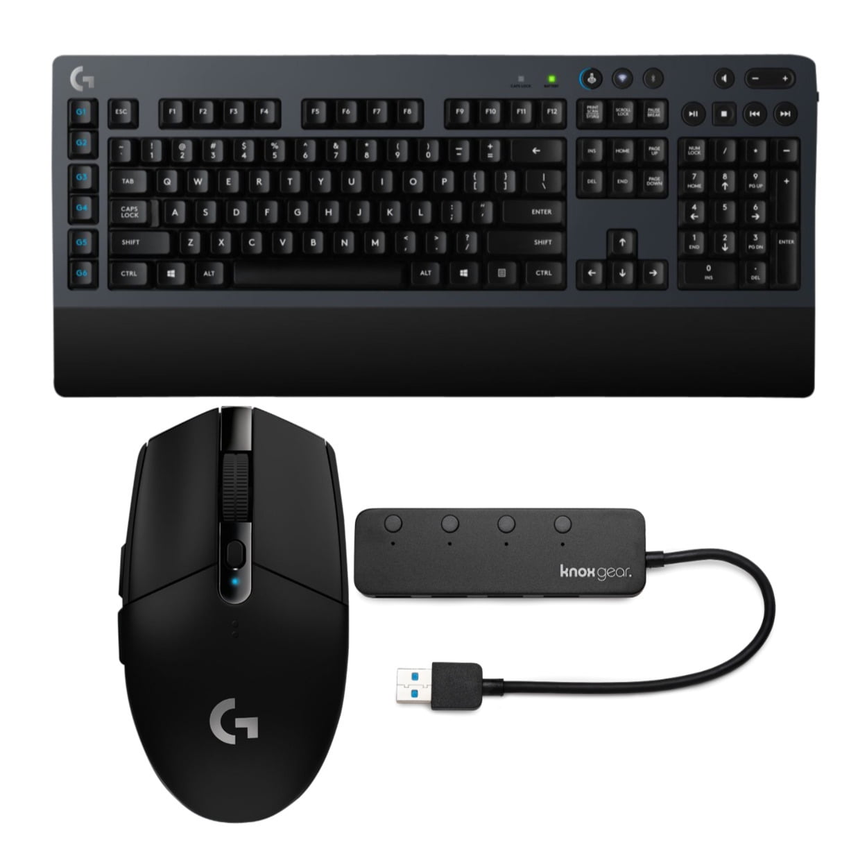Logitech G613 Wireless Keyboard with G305 Mouse and USB Hub -