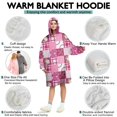 thumbnail image 5 of Pink Plaid Baseball Pattern Wearable Oversized Blanket,Wearable Blanket Hoodie for Adults,Cozy Hooded Blankets with Super Pockets,Super Warm Fuzzy Pullover for Women & Men, 5 of 6