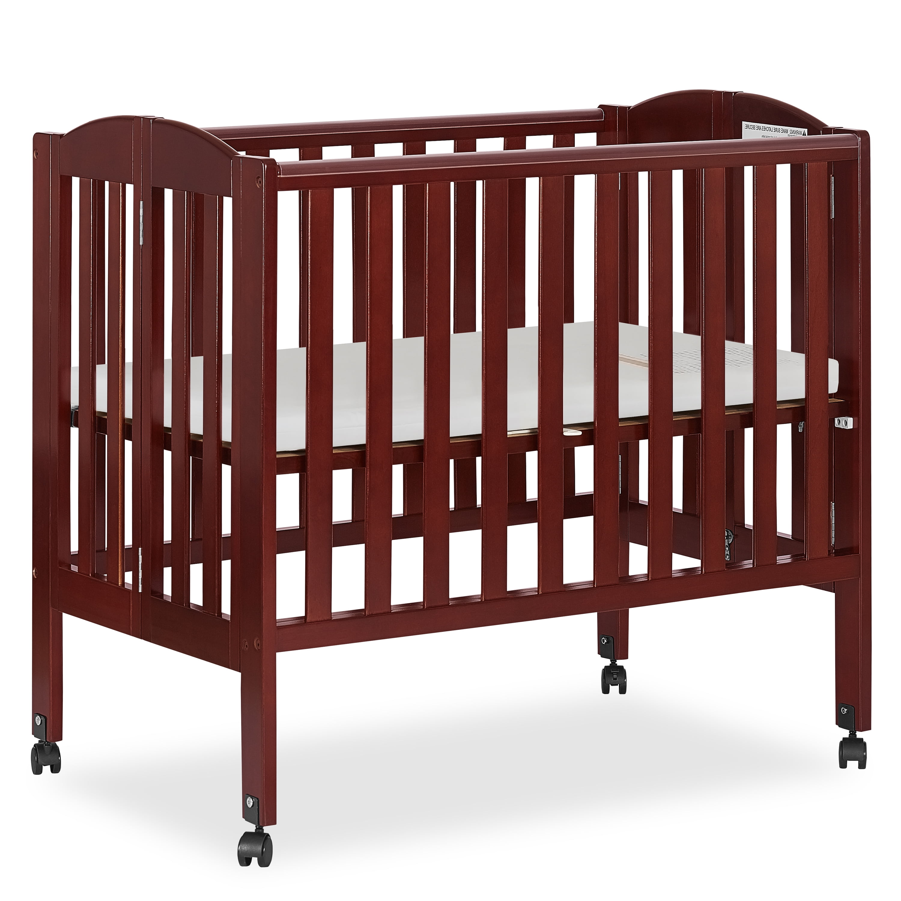 Dream On Me Classic 2 in 1 Convertible Stationary Side Crib Cherry and 4 Full Size Foam Crib and Toddler Bed Mattress 