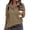 04-Khaki, variant on Women's Solid Color Buttoned Sweatshirt, Long Sleeve Pullover with Pocket, Casual Stand Collar Fashion Top for Daily Wear 06-Pink XXL