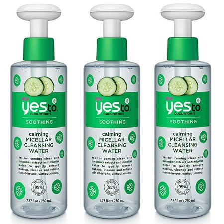 Soothing Cucumber - Yes To Cucumbers Soothing Calming Micellar Cleansing Water, 7.77 Oz (Pack of 3)